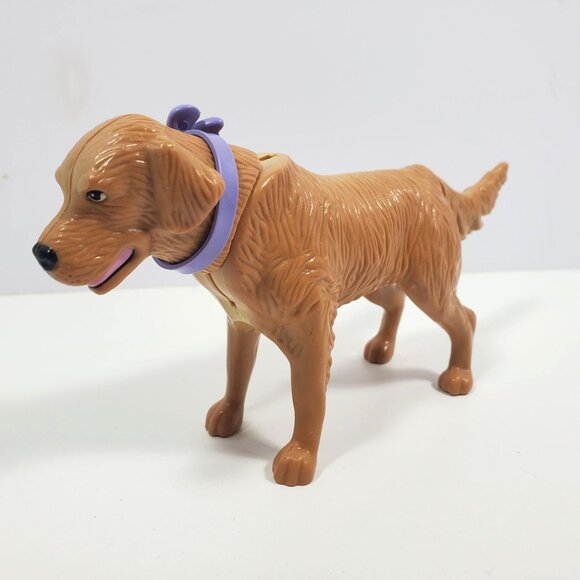 Barbie Golden Retriever Dog 7" With Purple Bow Yellow Brown - Picture 6 of 16